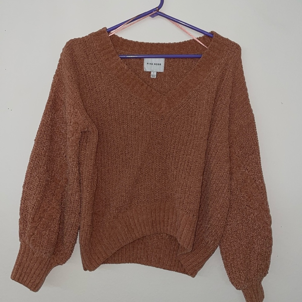 Pink Rose VNeck Sweater